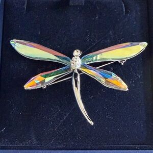 Swarovski Multicolor Crystal Dragonfly Brooch